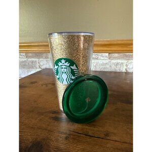 Starbucks Glitter Tumbler With Green Lid 16 Oz Double-Wall Acrylic Coffee Cup
